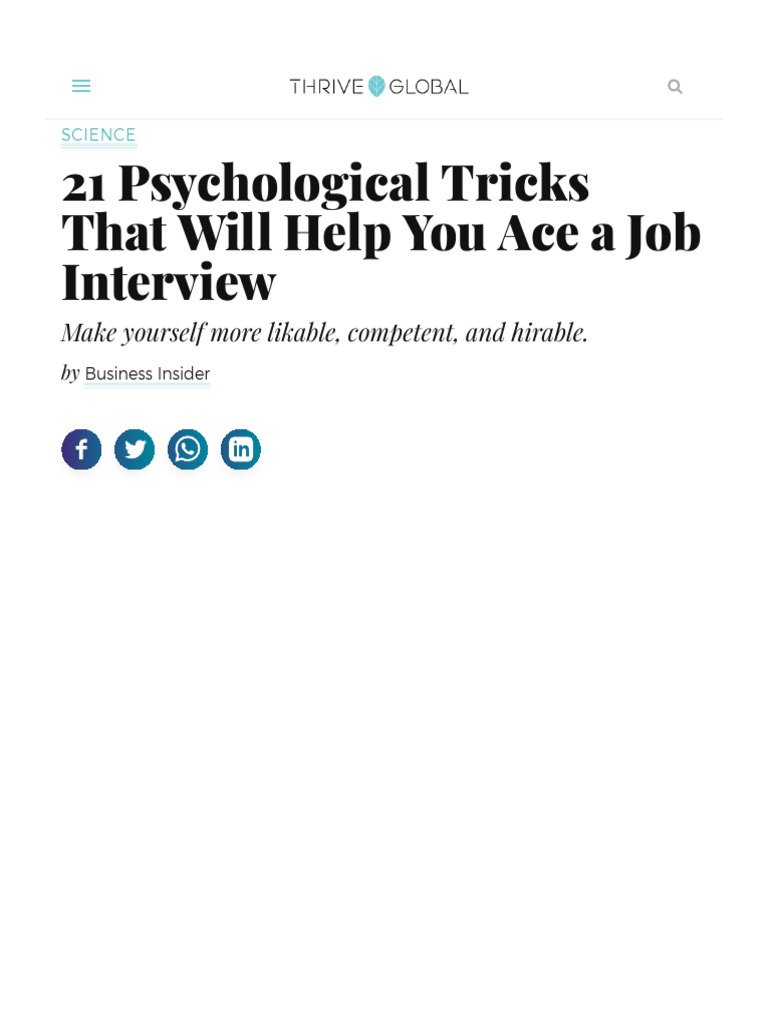 The Psychological Power of Body Language in a Job Interview